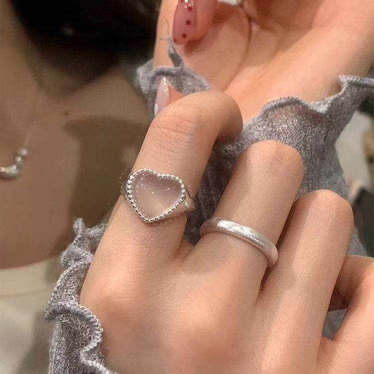 Miniatura: 2pcs/set Punk Metal Curved Smooth Open Adjustable Ring for Women Men Simple Silv