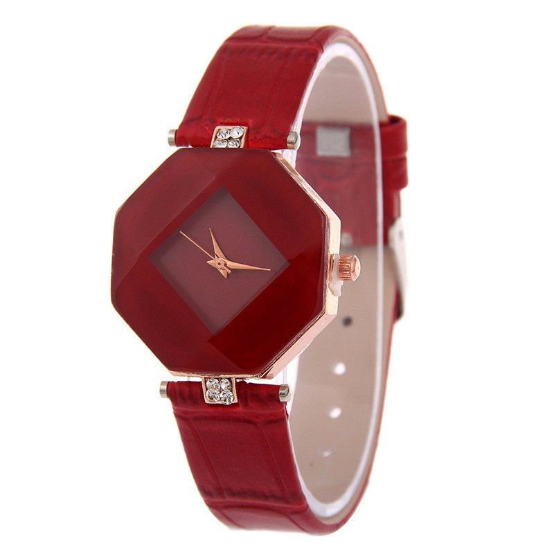 Miniatura: Relogio Feminino Fashion Exquisit Gem Cut Geometry Watch Women Blue Watches Leat