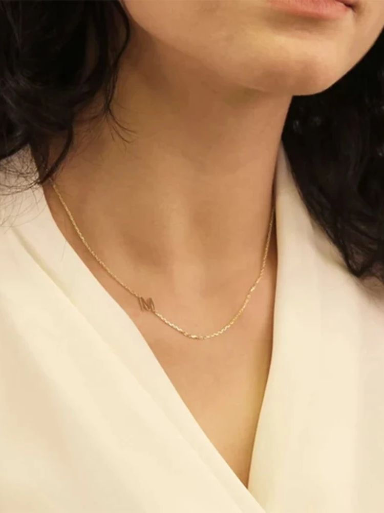 Miniatura: Custom Letter Name Necklace Pendant Luxury A--Z Letter Stainless Steel Clavicle 