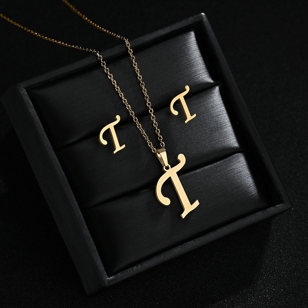 Miniatura: Stainless Steel 26 Letters Initial Women Alphabet Pendants Necklaces Earring Jew