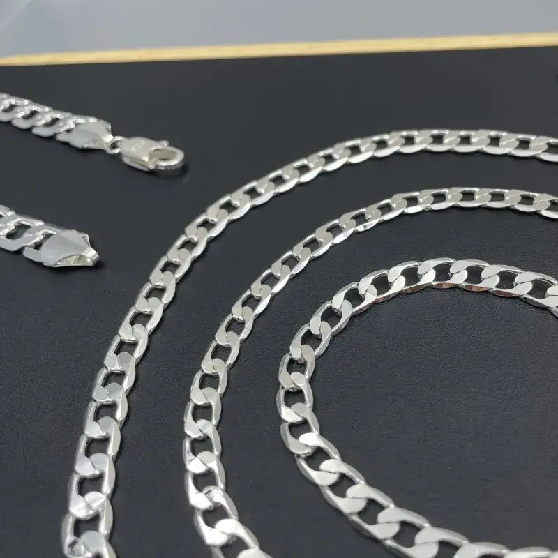 Miniatura: Men's 925 Sterling Silver Necklace 2/4/6/8/10/12MM 40-75cm Face Chain Necklace L
