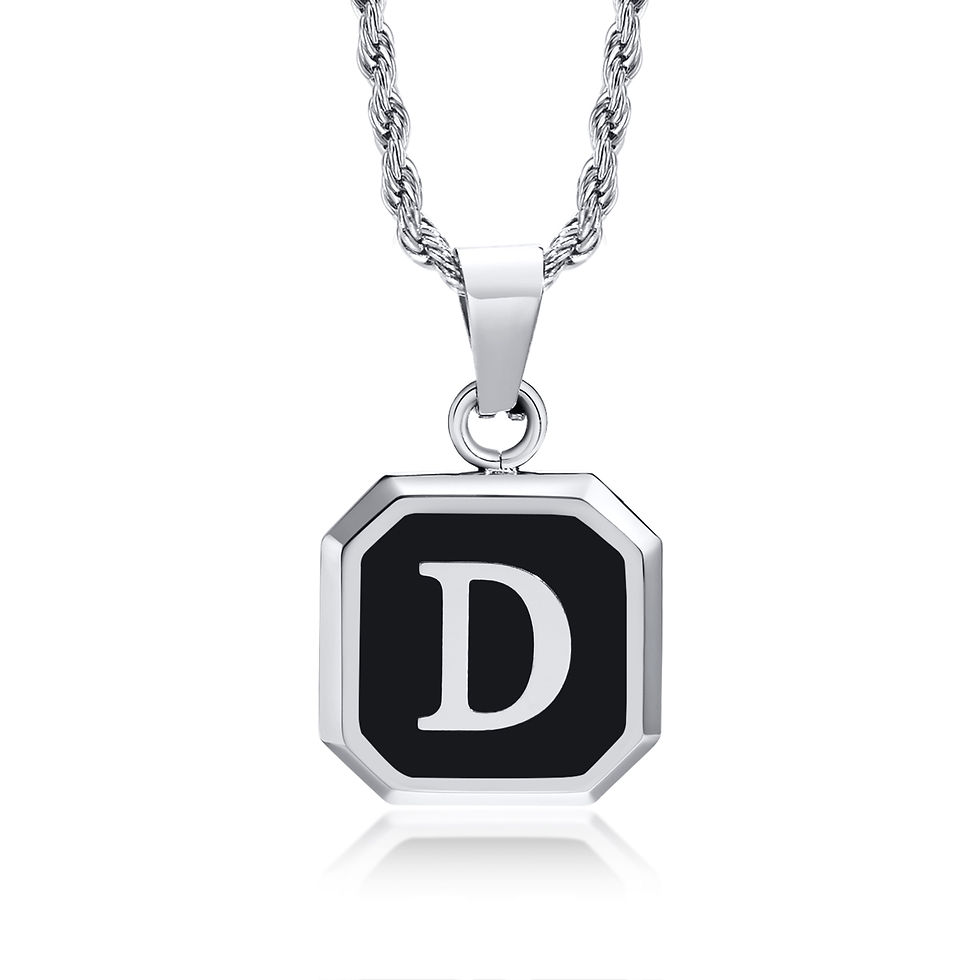 Miniatura: Initials Necklaces for Men Women,A-Z 26 Letters Black Square Stainless Steel Pen