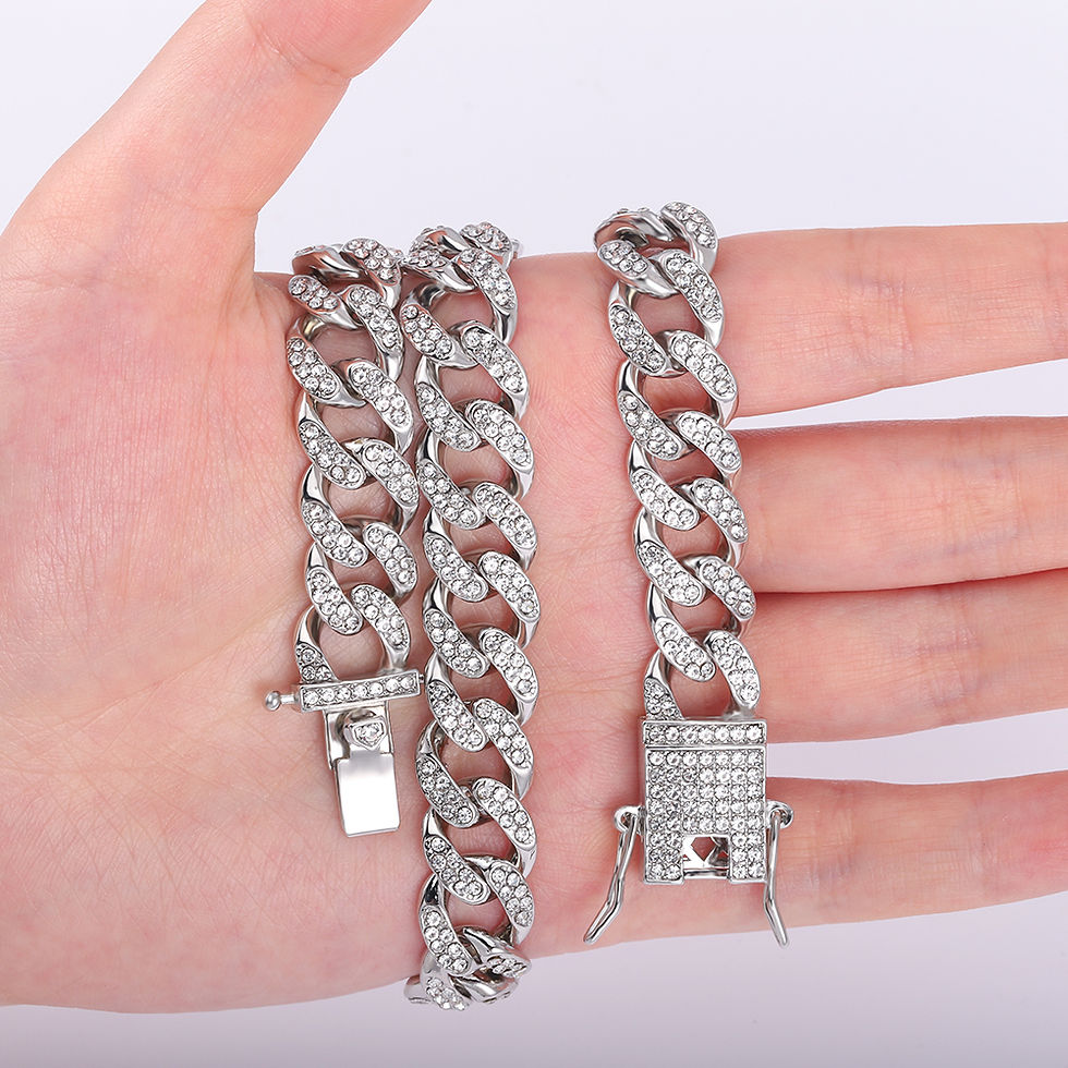 Miniatura: Necklace +Watch+Bracelet Hip Hop Miami Curb Cuban Chain Gold Iced Out Paved Rhin