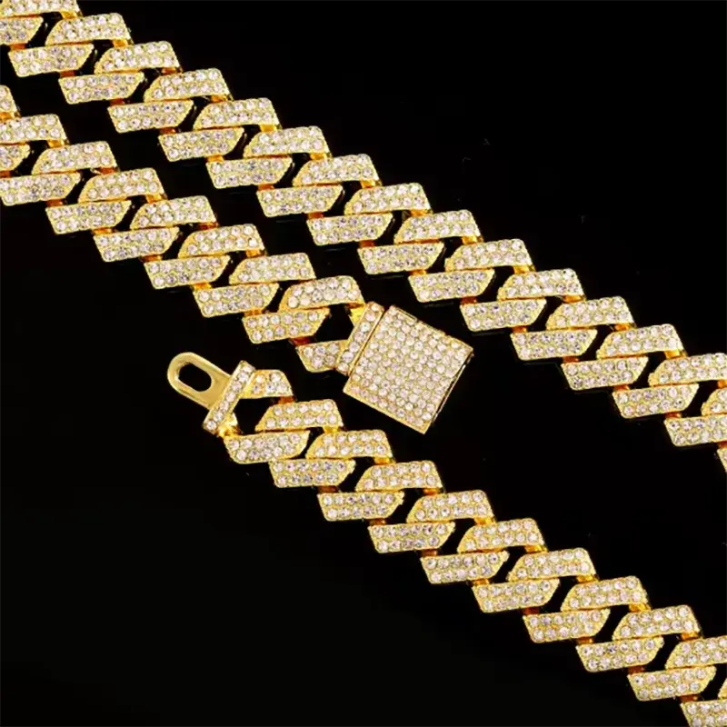 Miniatura: 16mm Hip Hop Miami Cuban Link Chain Set Necklace +Watch+Bracelet Creative Iced O
