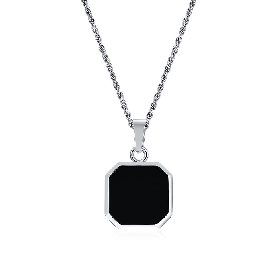 Miniatura: Initials Necklaces for Men Women,A-Z 26 Letters Black Square Stainless Steel Pen