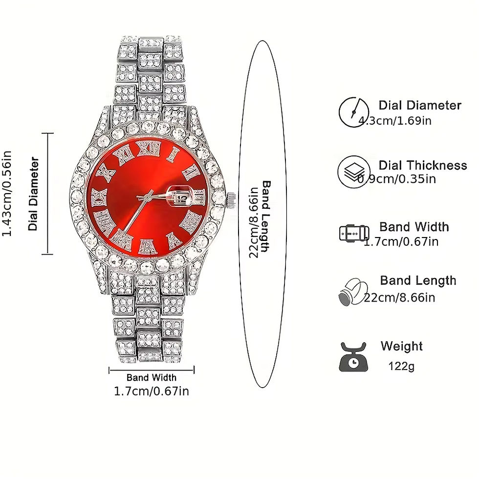 Miniatura: 3pcs Cuban Chain Watch for Men Hip Hop Miami Curb Iced Out Paved Rhinestones Rap
