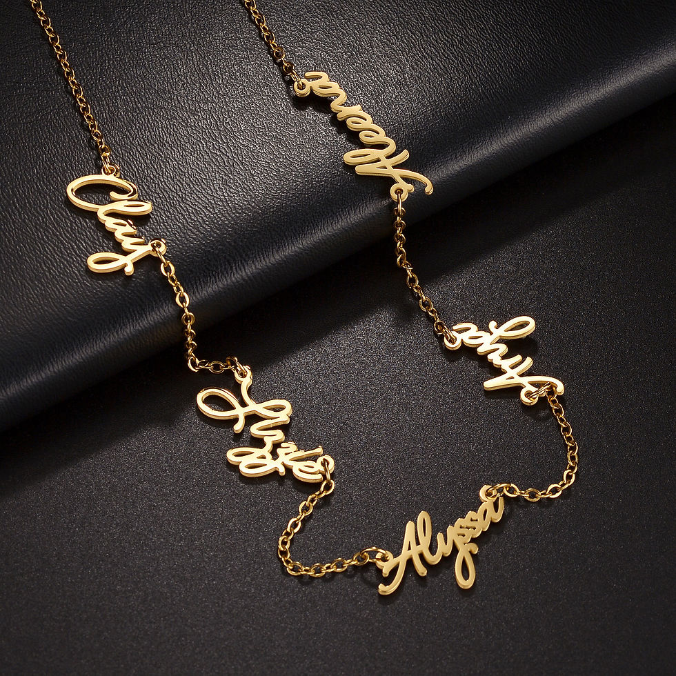 Miniatura: Personalized Multiple Names Necklace Custom Stainless Steel 6 Nameplates Pendant