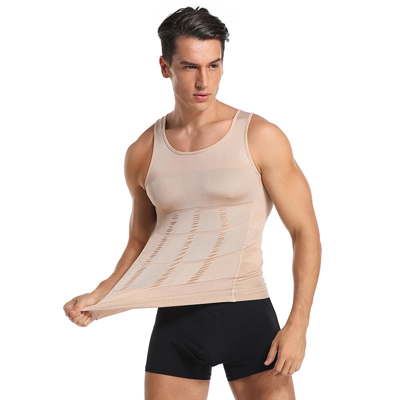 Miniatura: Men's Slimming Body Shaper Vest Shirt Tummy Control Compression Abdomen Back Cor