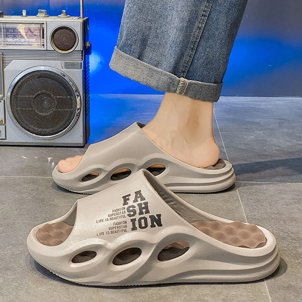 Miniatura: Men Fashion Massage Slippers Indoor/Outdoor Sandals Beach Flip Flop Thick Sole M