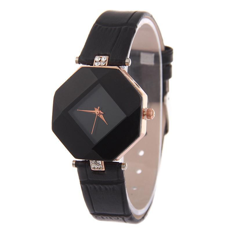 Miniatura: Relogio Feminino Fashion Exquisit Gem Cut Geometry Watch Women Blue Watches Leat