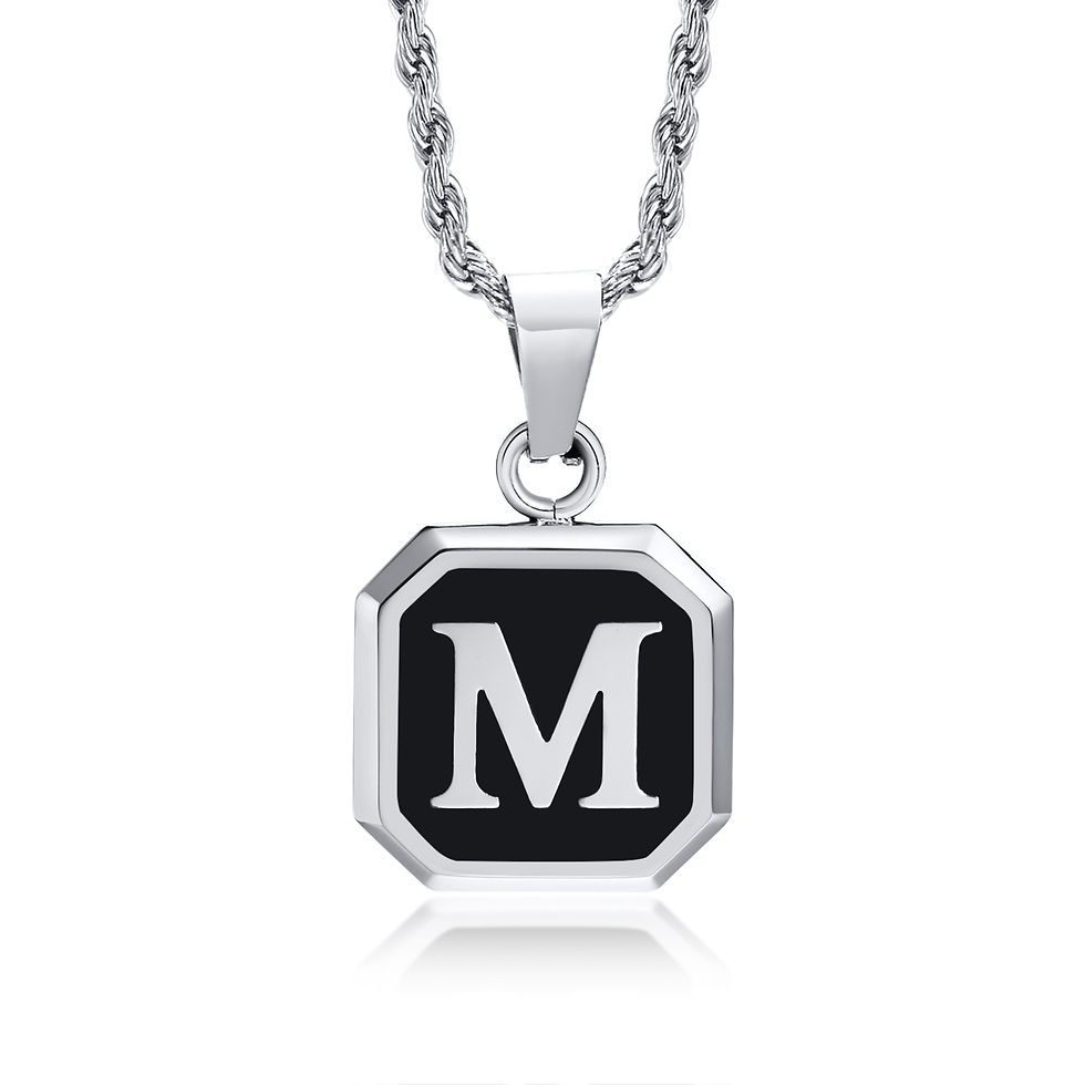 Miniatura: Initials Necklaces for Men Women,A-Z 26 Letters Black Square Stainless Steel Pen
