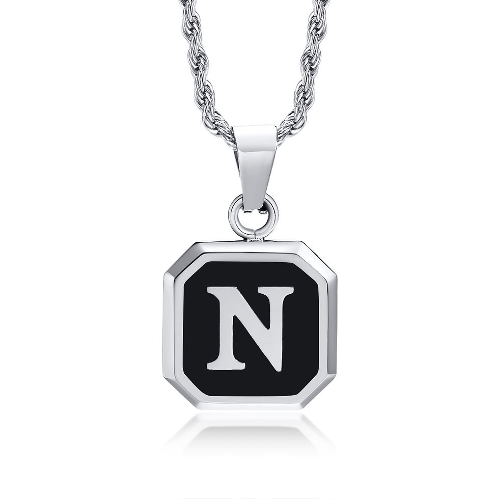 Miniatura: Initials Necklaces for Men Women,A-Z 26 Letters Black Square Stainless Steel Pen