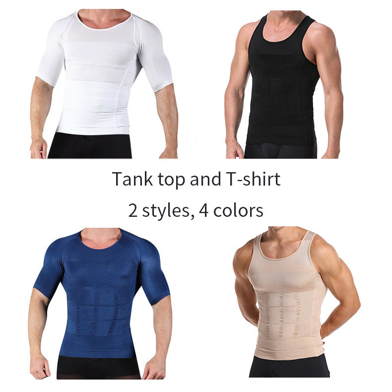 Miniatura: Men's Slimming Body Shapewear Corset Vest Shirt Compression Abdomen Tummy Belly 