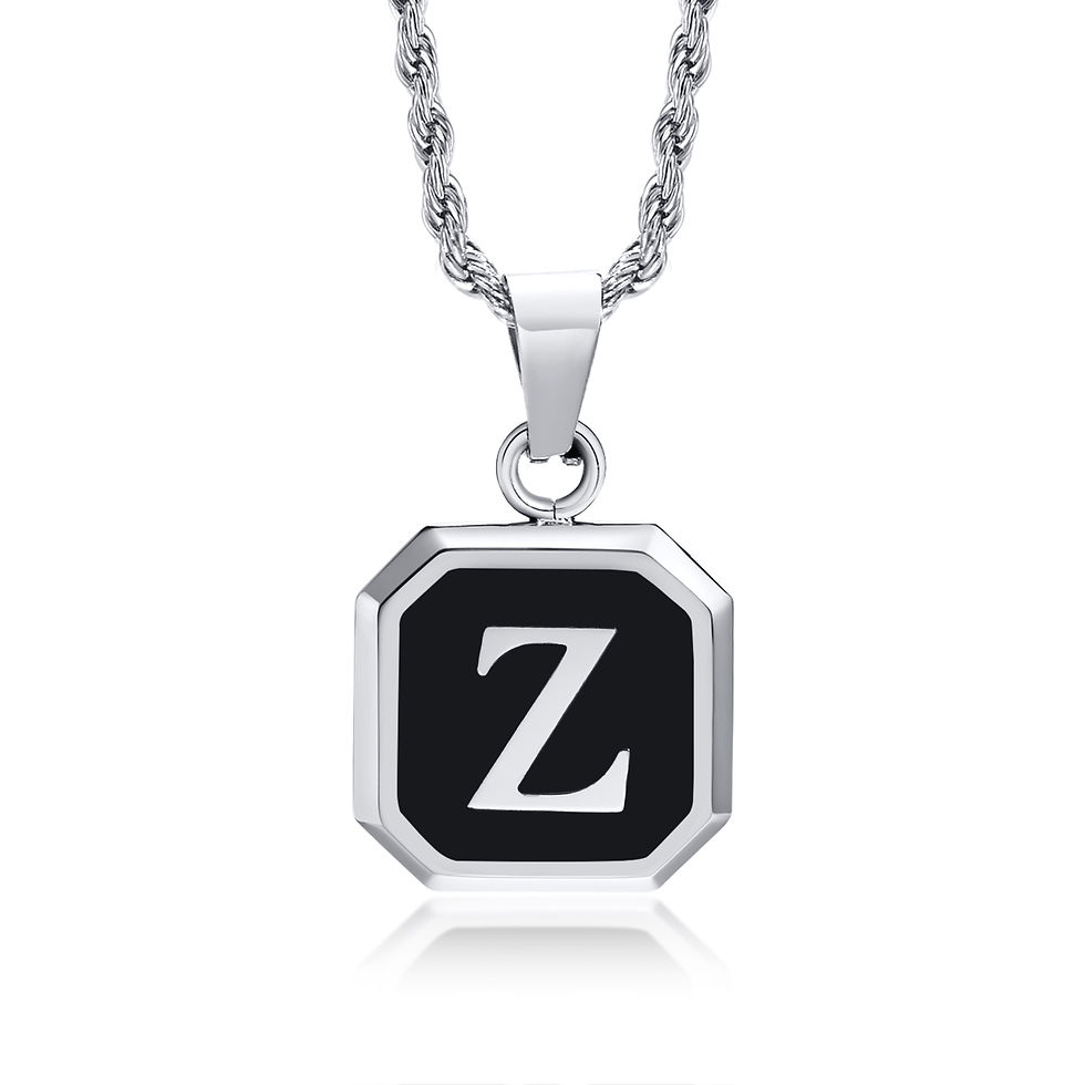 Miniatura: Initials Necklaces for Men Women,A-Z 26 Letters Black Square Stainless Steel Pen