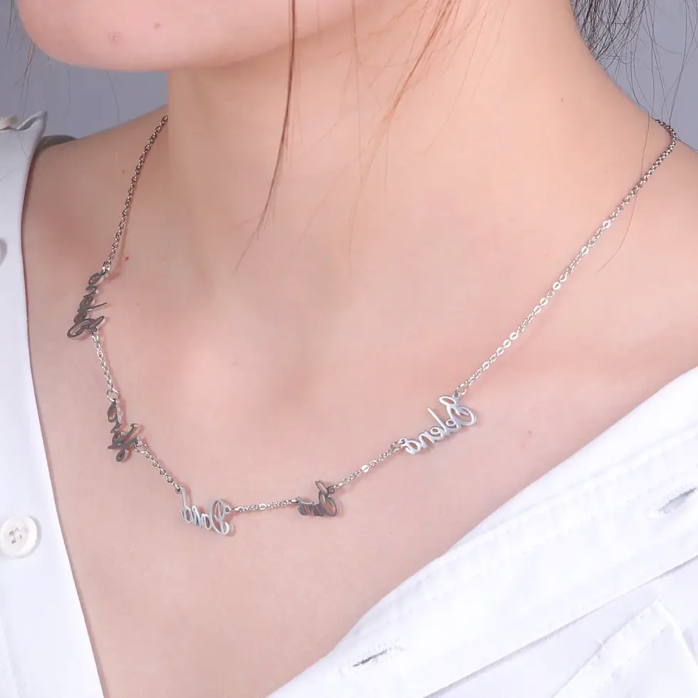 Miniatura: Personalized Multiple Name Tag Necklace Gift For Women Men Custom Nameplate Pend