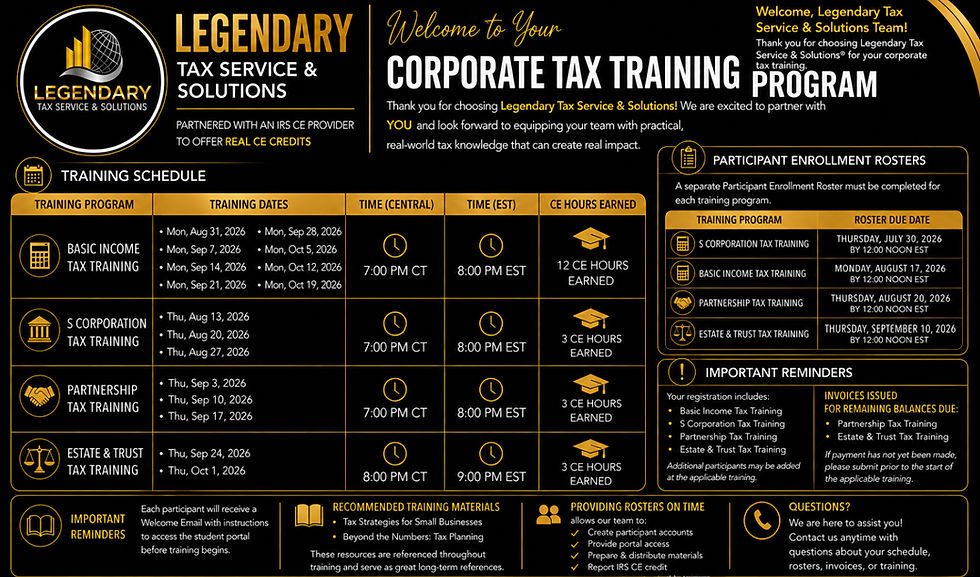 Legendary Tax Service & Solutions – Corporate Tax Training