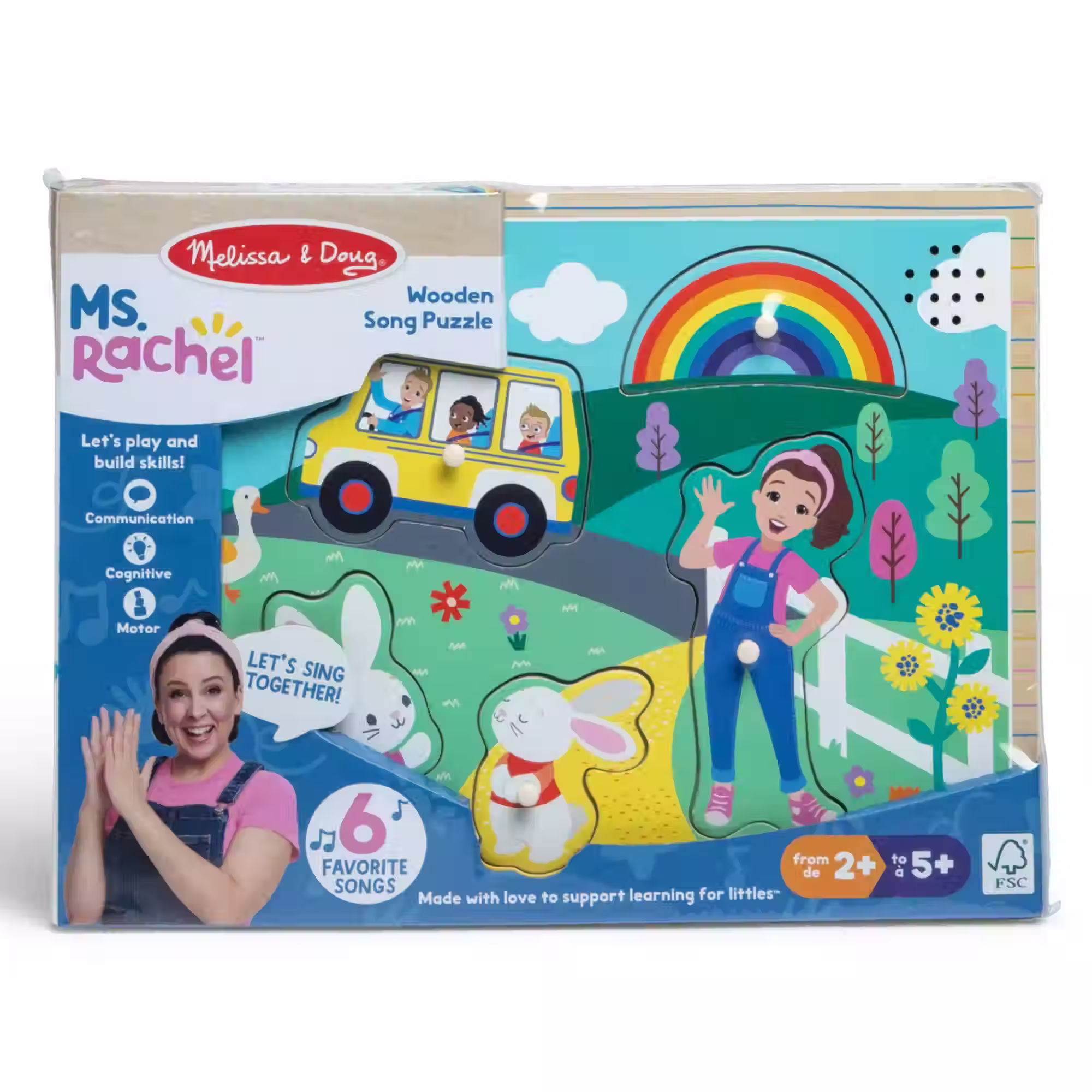 Ms. Rachel Melissa & Doug Wooden Song Peg Puzzle, 6-Piece with Full Songs