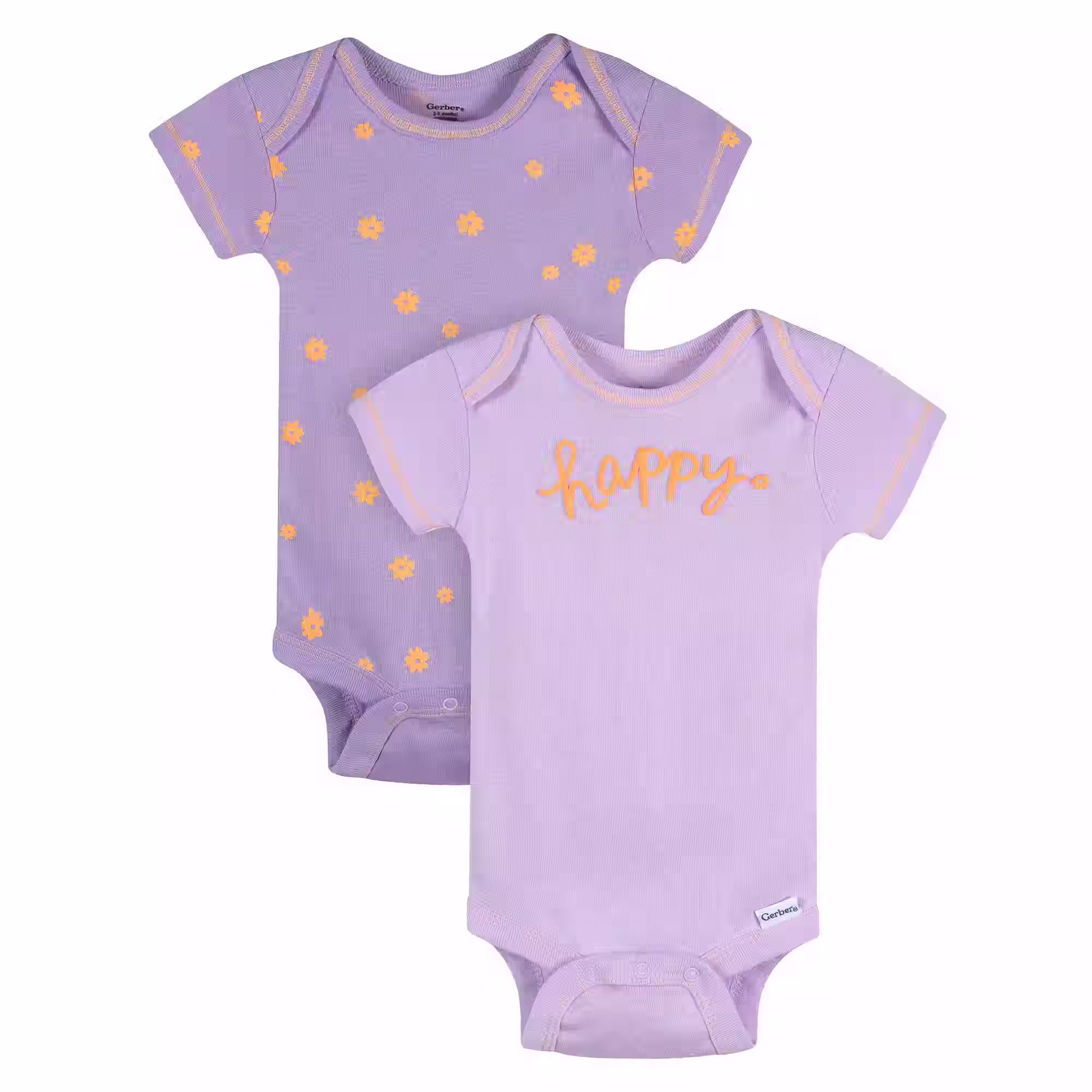Gerber Baby Girl Short Sleeve Cotton Onesies (2-Pack)
