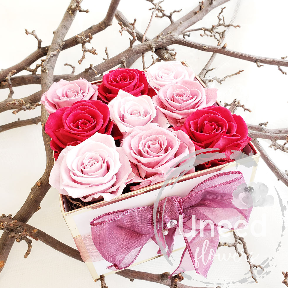 Thumbnail: UN-0097 Blush Roses in a box - 6" square white box with gold edge