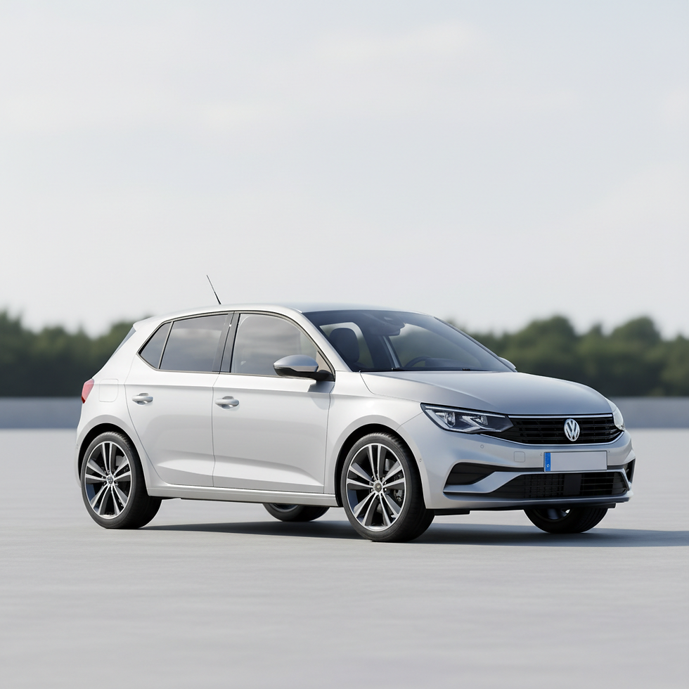 Silberner Volkswagen Polo in der Seitenansicht