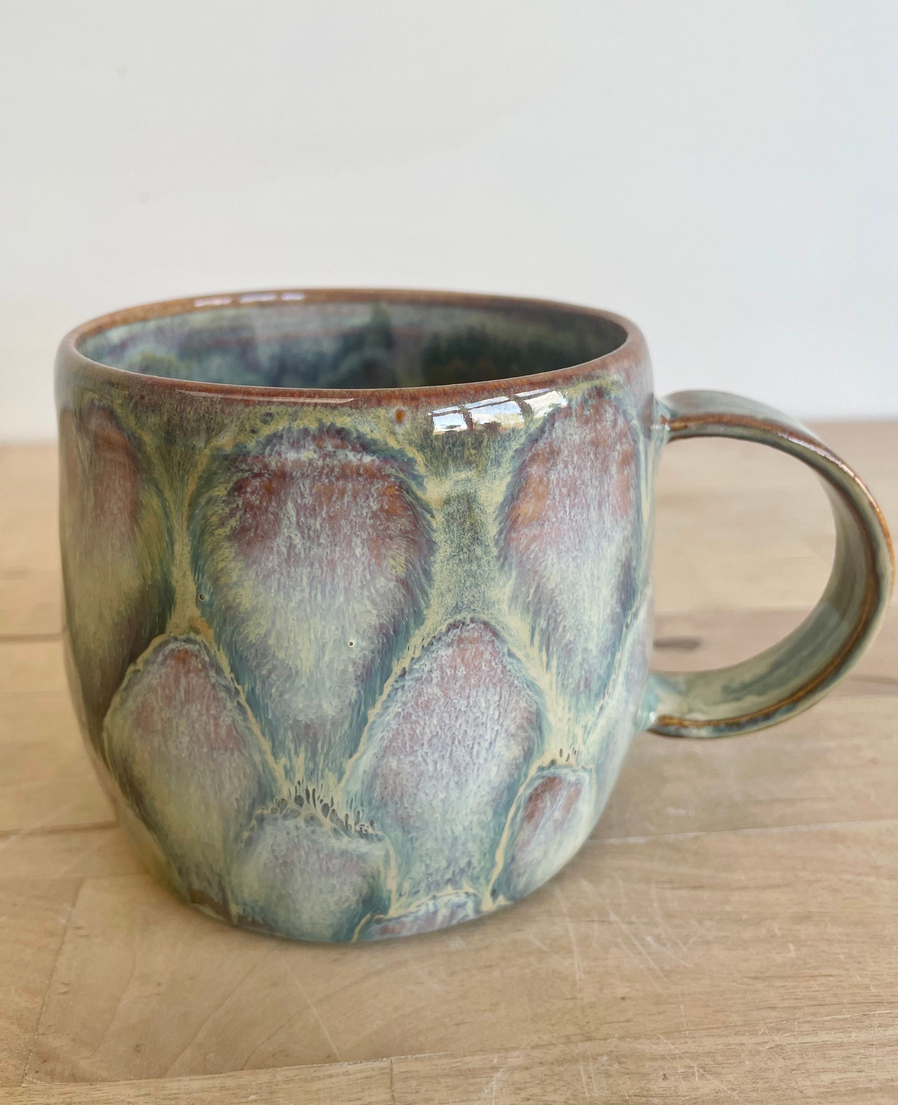 Large Birch Bloom wheel thrown mug - round handle