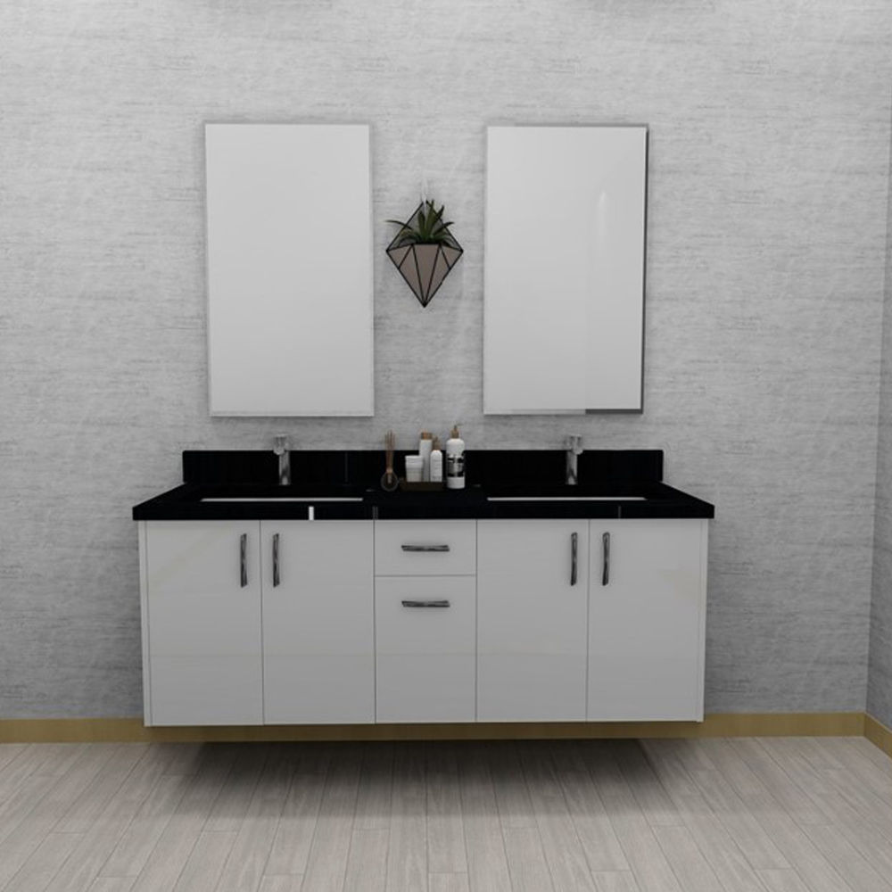 Lindsborg 61" Wall Mounted Double Bathroom Vanity Base Only