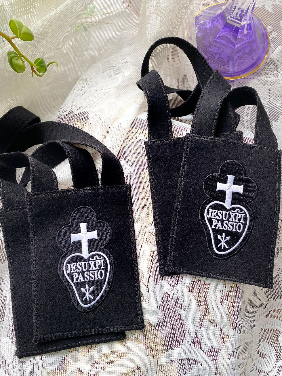 Thumbnail: Mantle Of Mary® Black Wool Scapular of the Passion