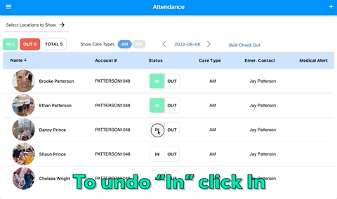 Attendance: Checking In / Out