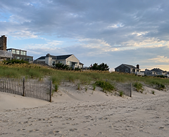 Delaware coastal homes viewed from the beach and sand dunes