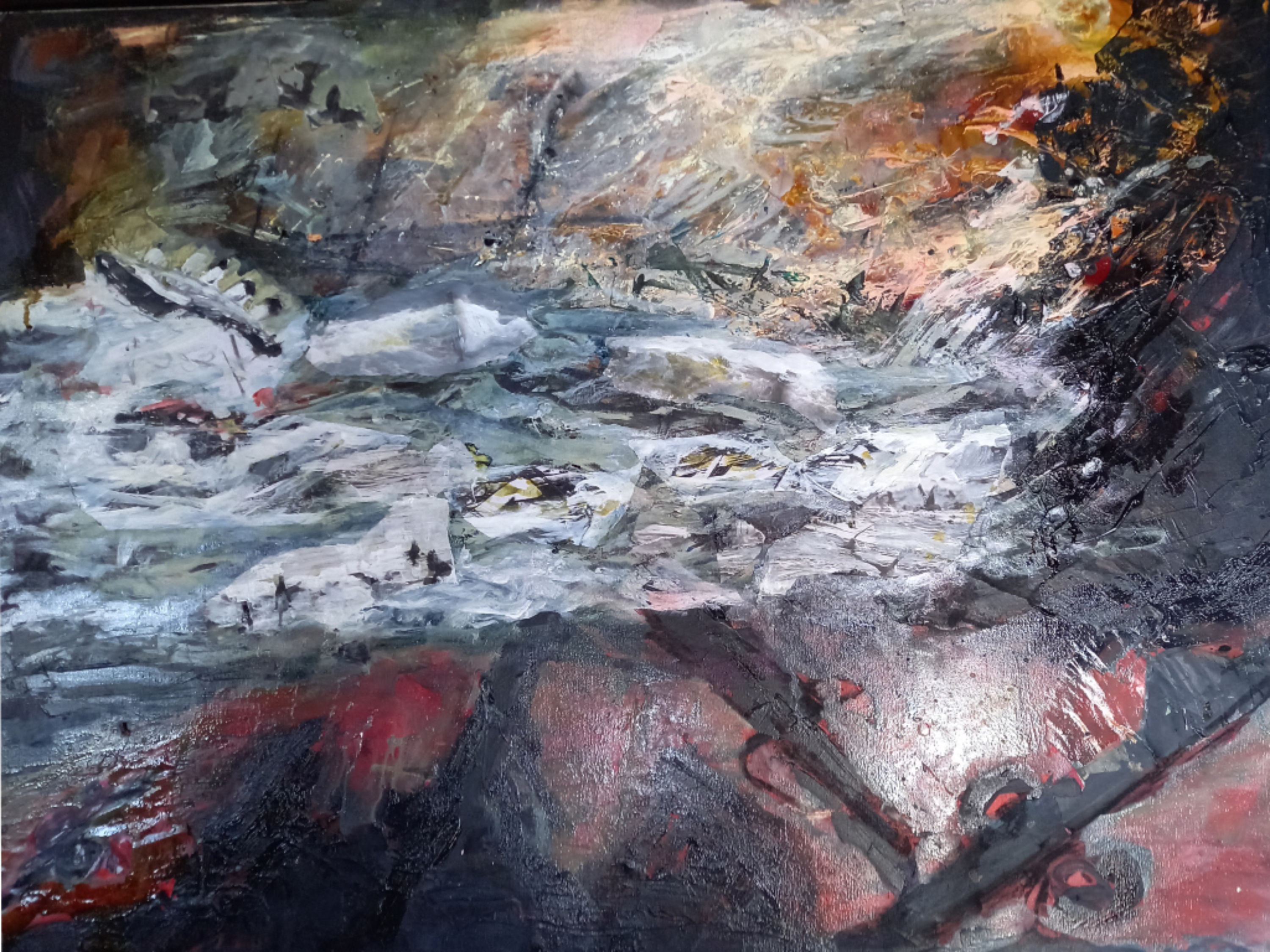 Original painting Titanic World using collage and acrylic, Kerry , Ireland
