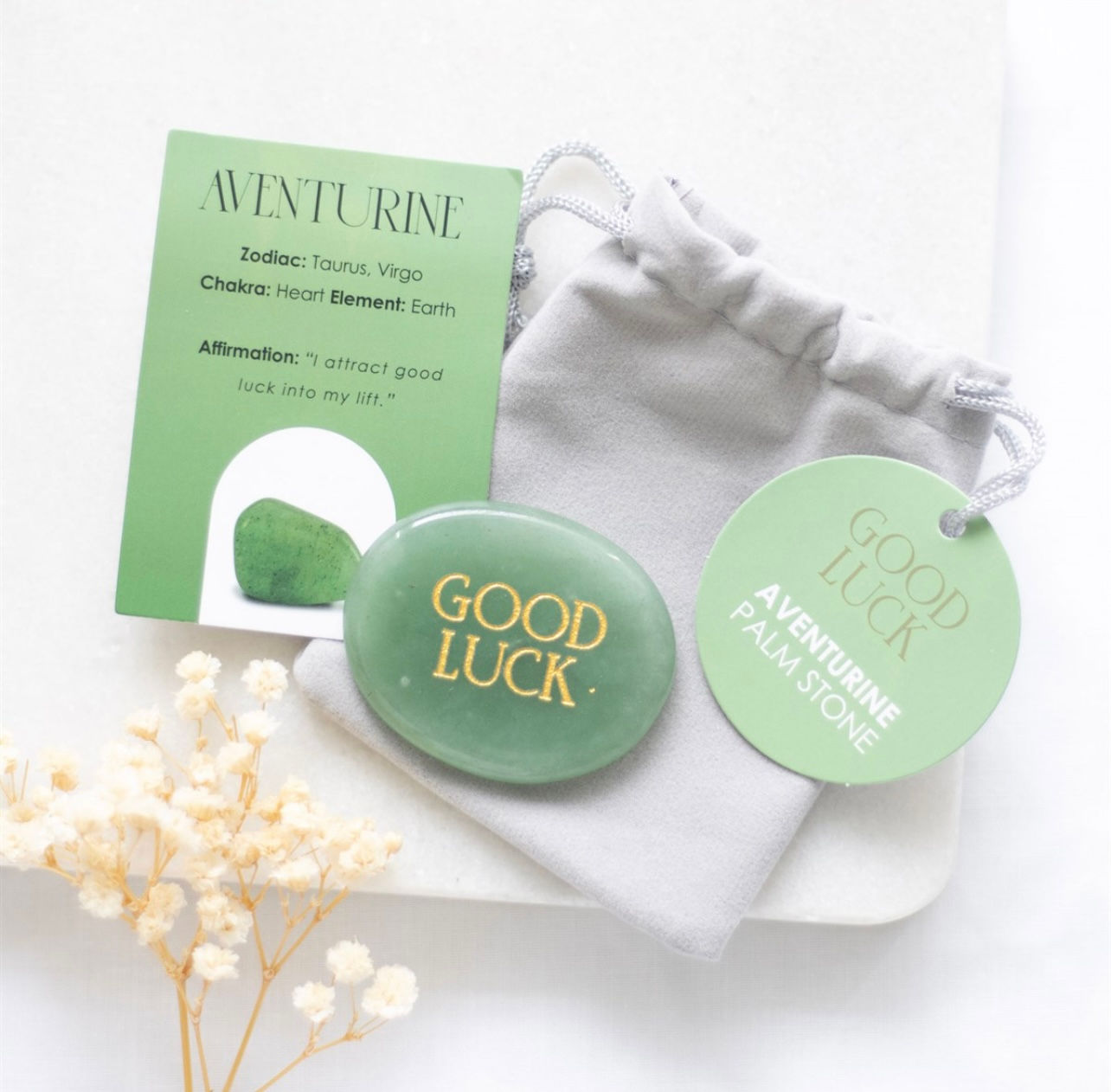 Good Luck Green Aventurine Palm Stone