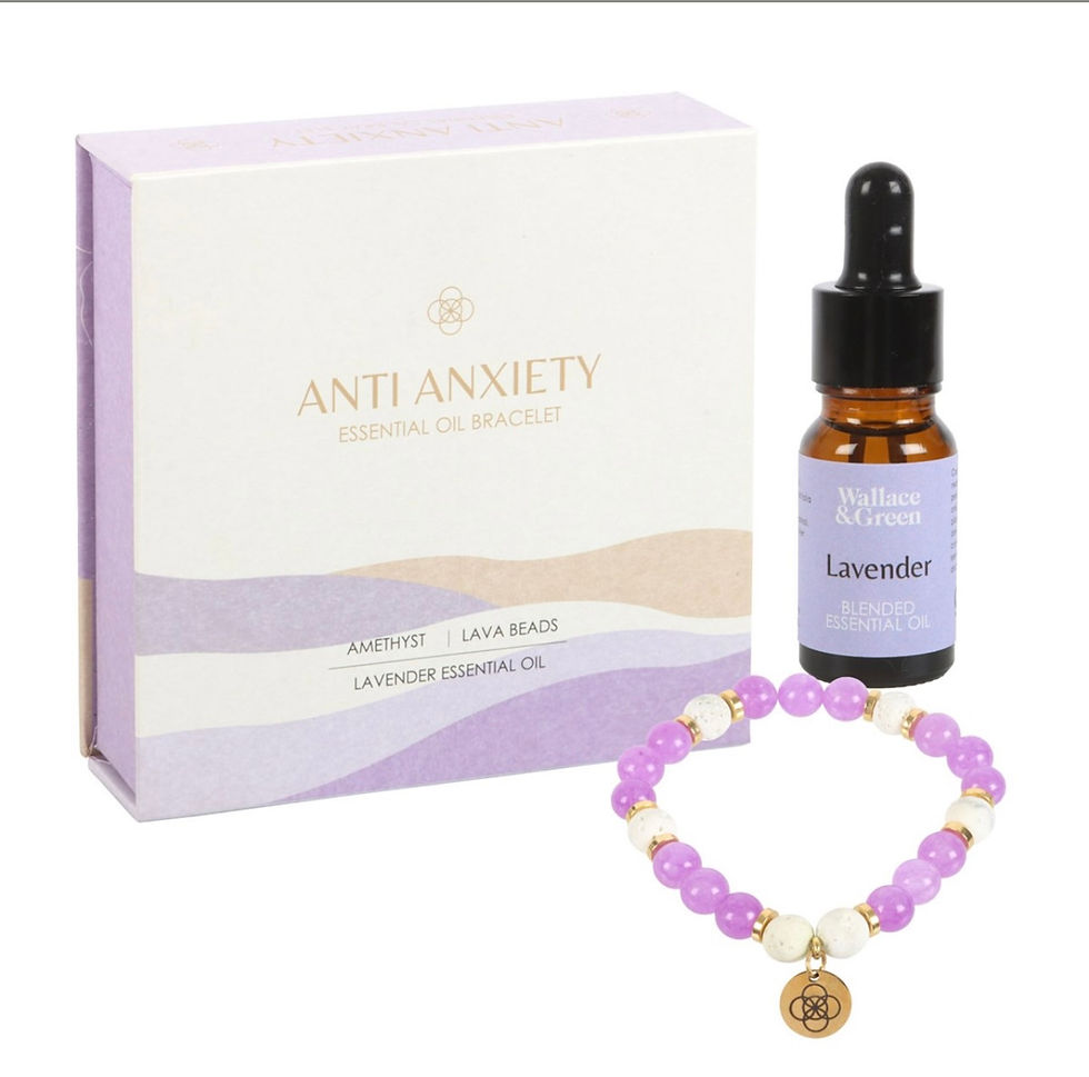 Anti-anxiety lava bead bracelet and essential oil gift set