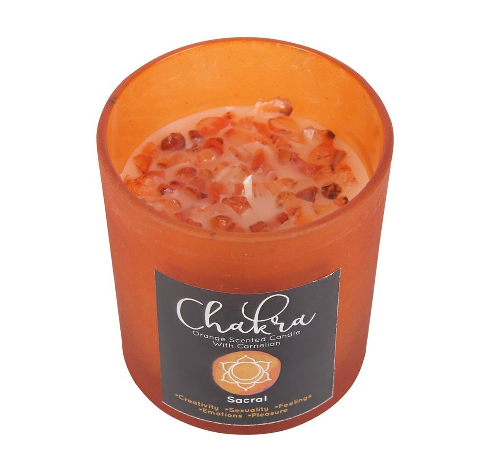 Thumbnail: Sacral Chakra Orange Crystal Chip Candle