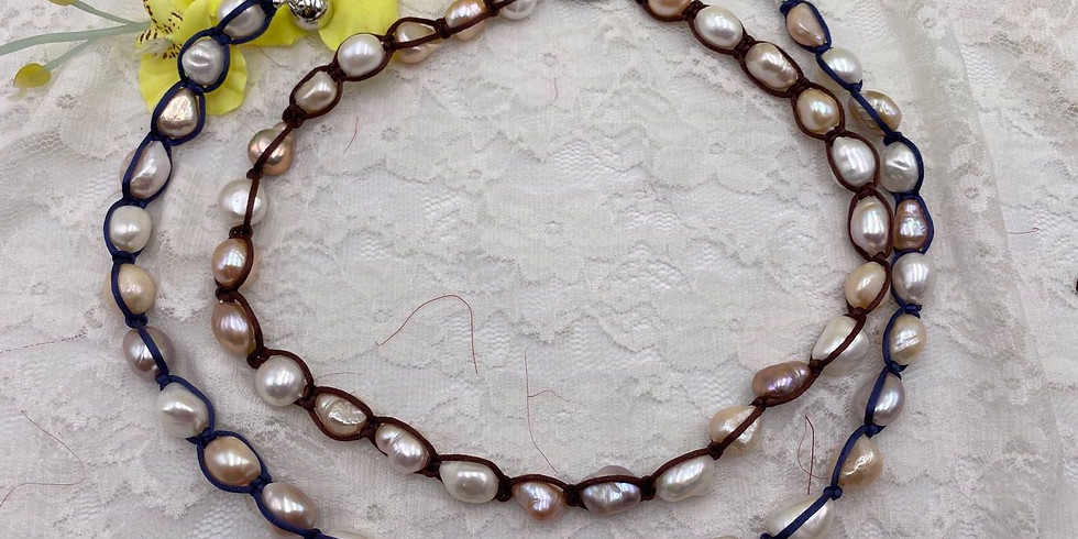 Contemporary Knotted Pearl Necklace