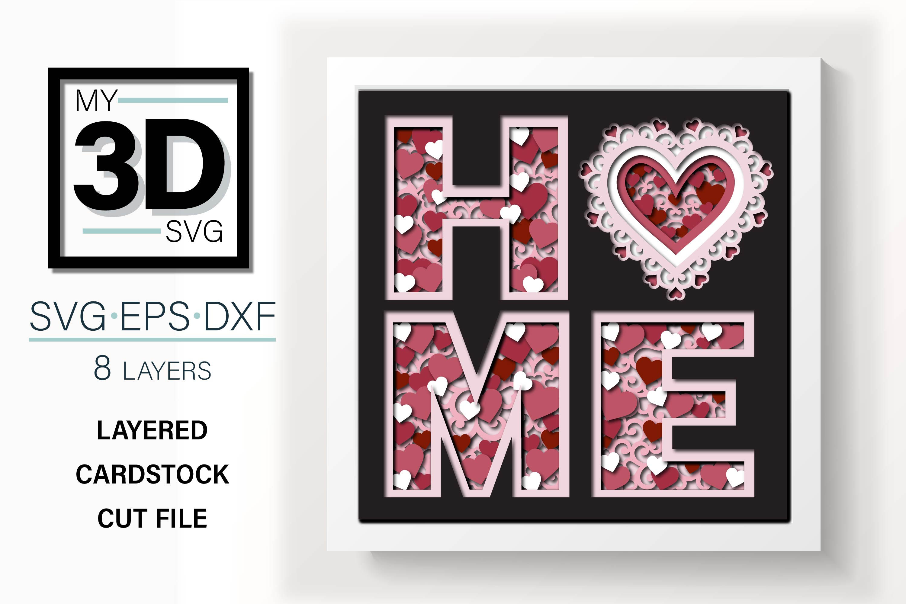 3D VALENTINES HOME SVG