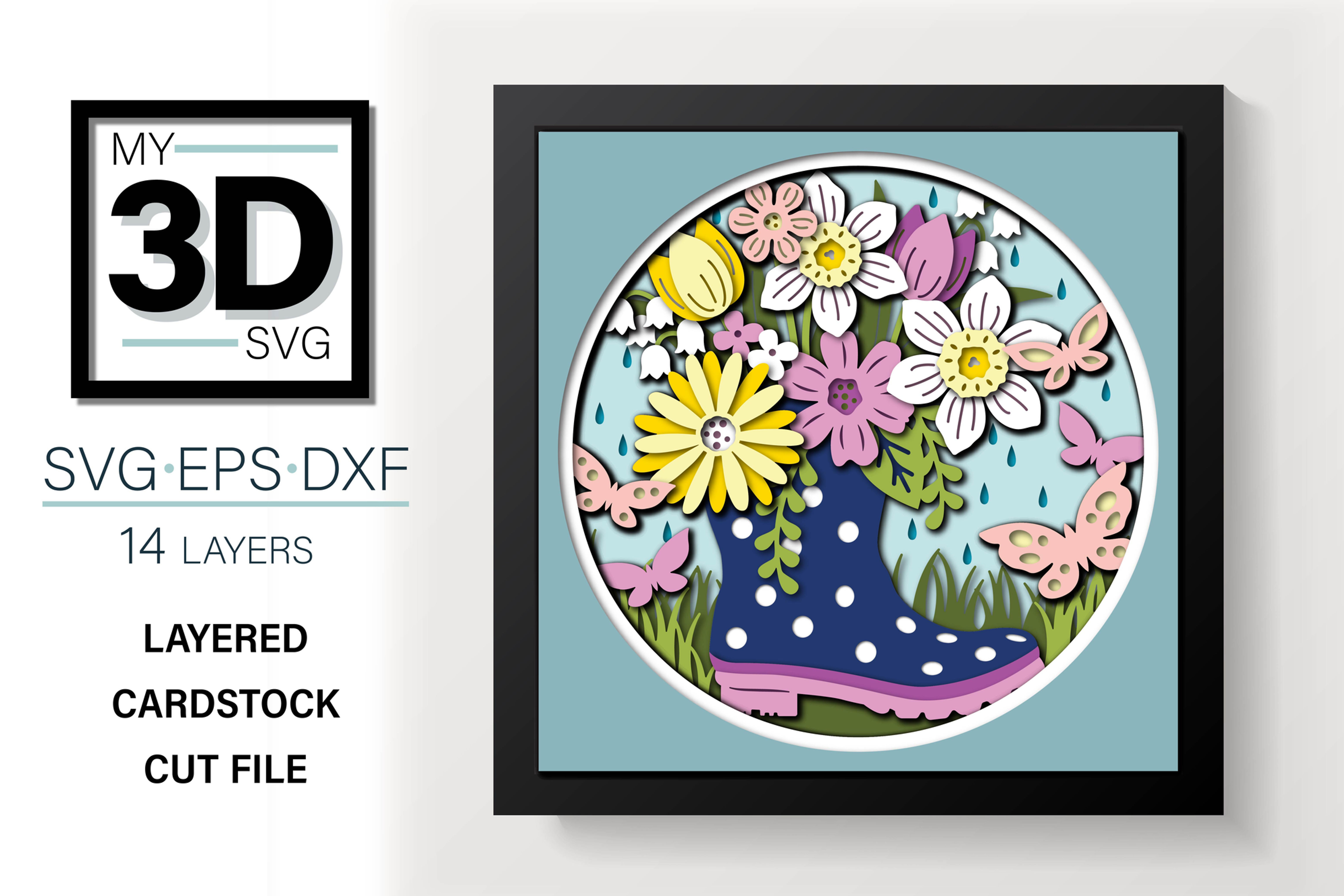 3D RAIN BOOT BOUQUET SVG