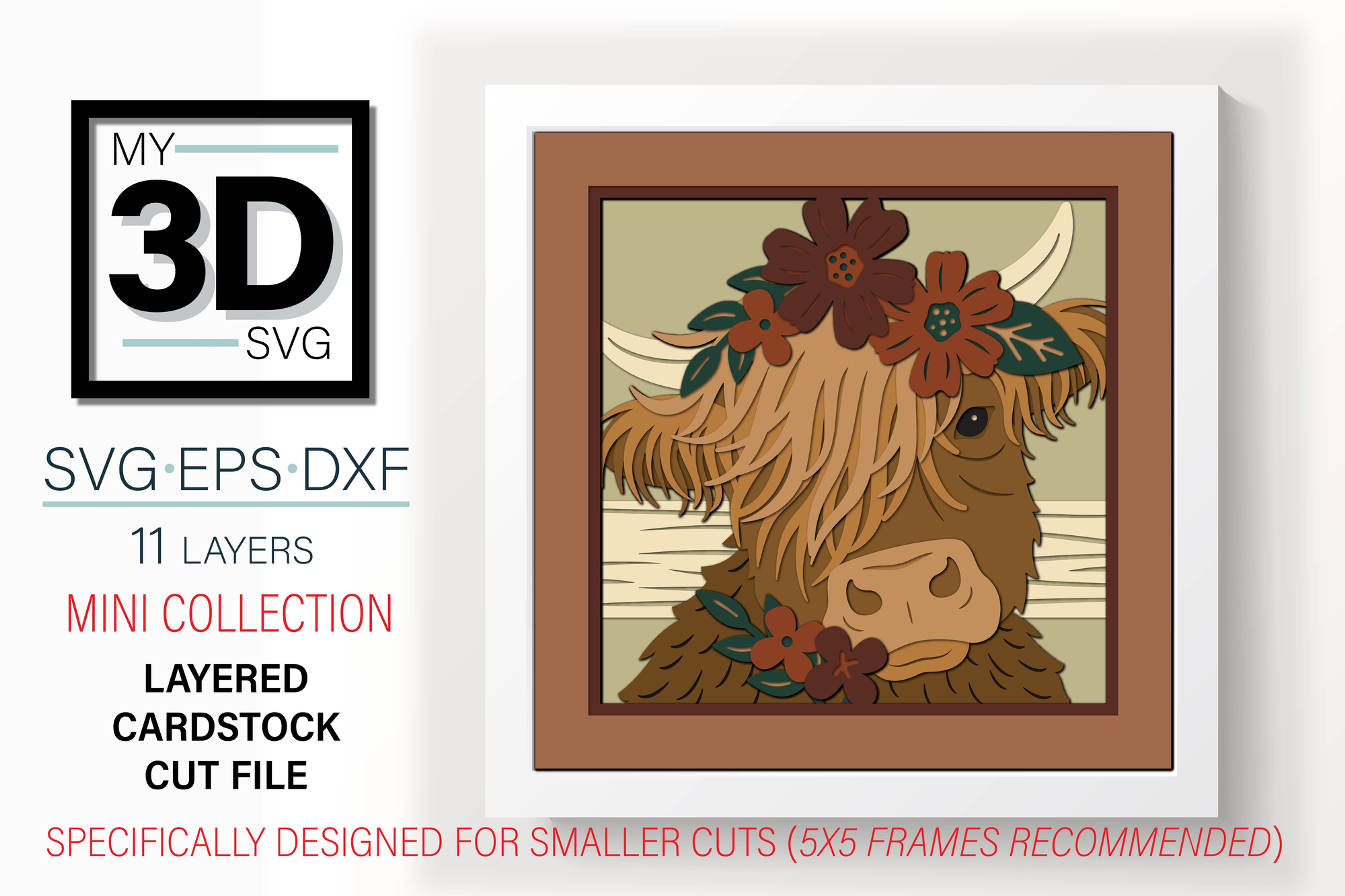 3D HIGHLAND COW MINI SVG