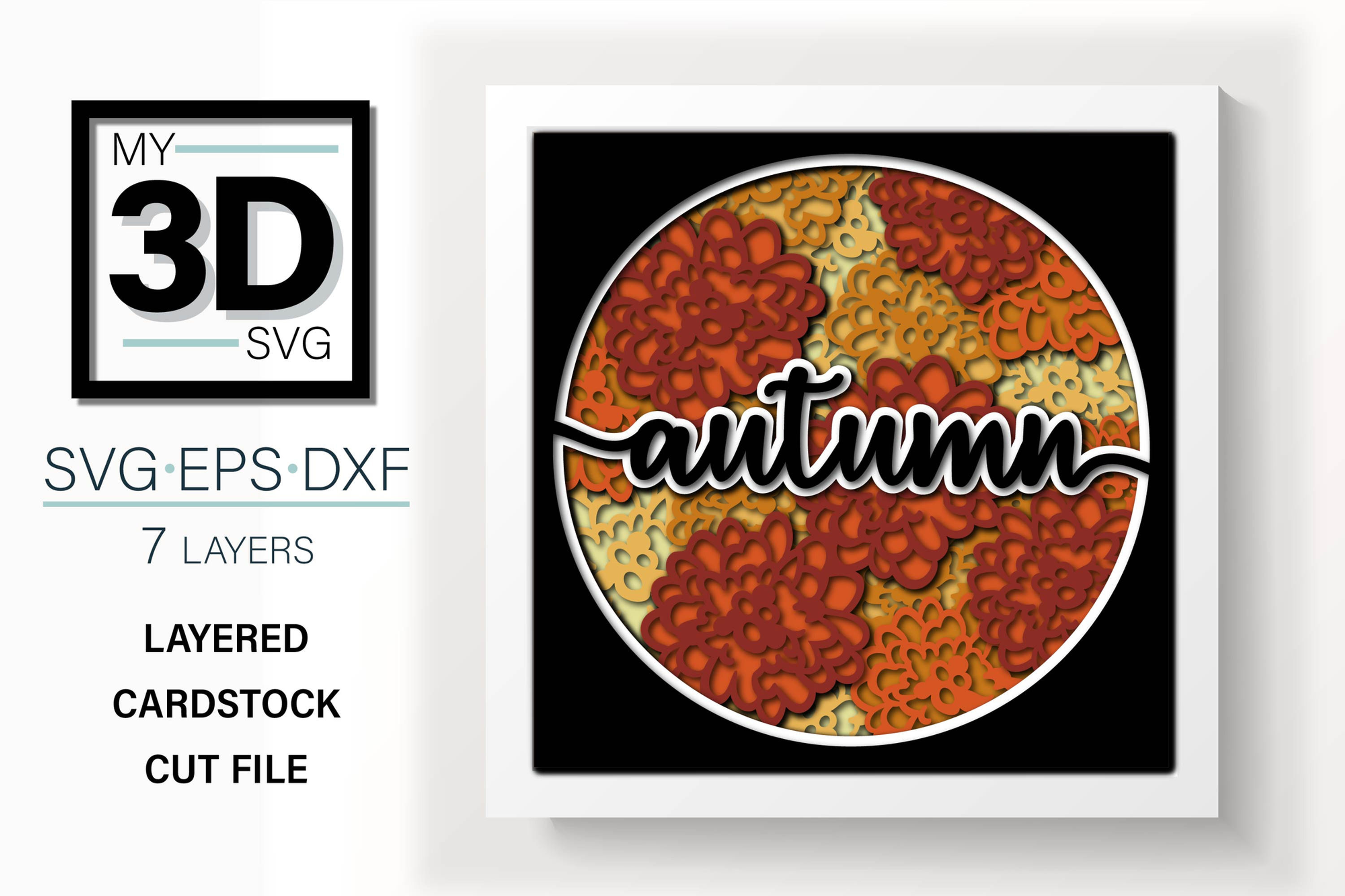 3D AUTUMN with chrysanthemums SVG