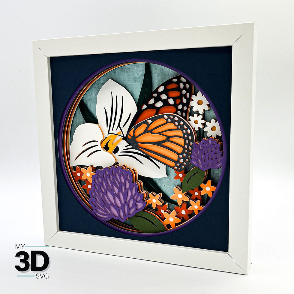 Thumbnail: 3D MONARCH ON FLOWER SVG