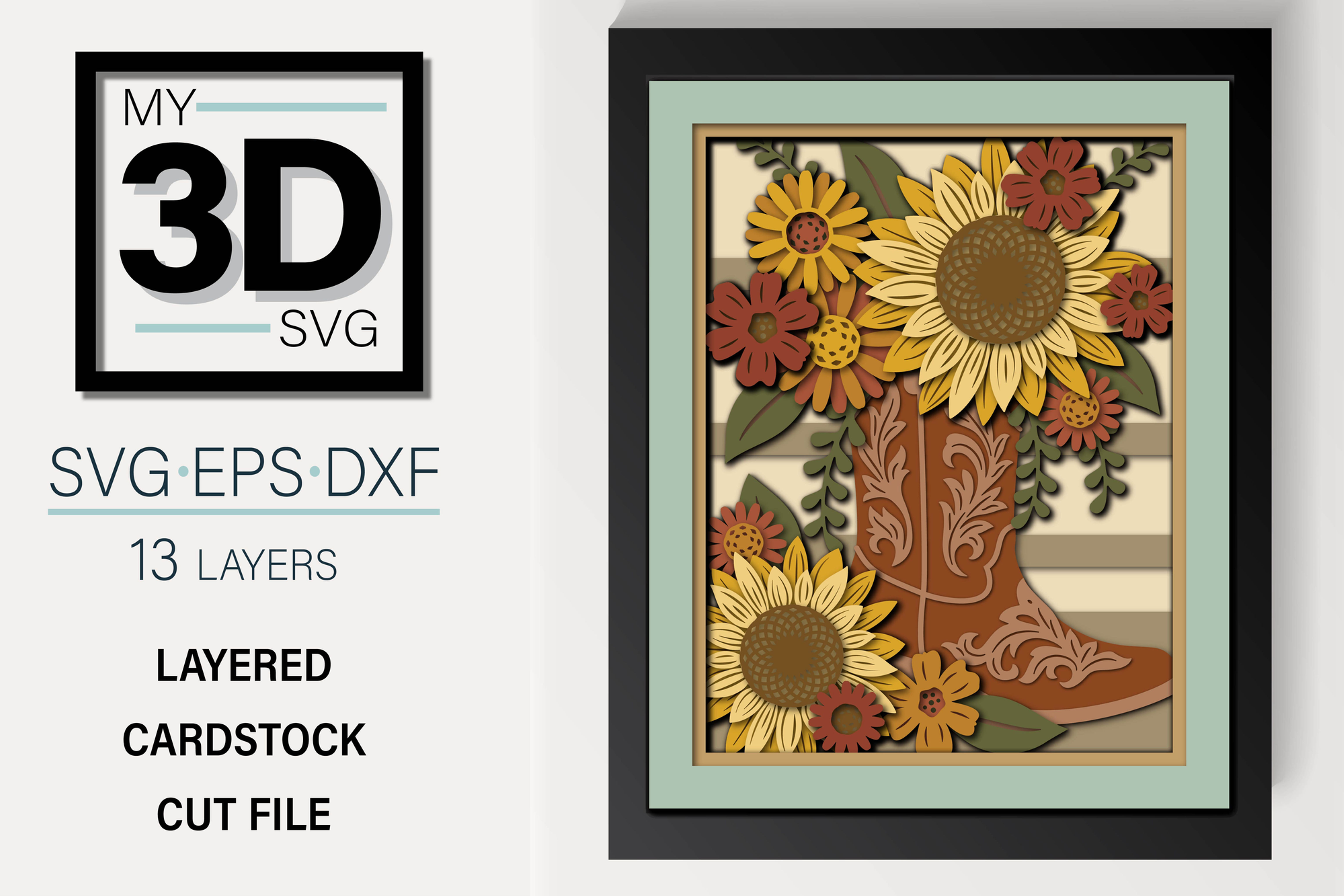 3D COWBOY BOOT BOUQUET SVG