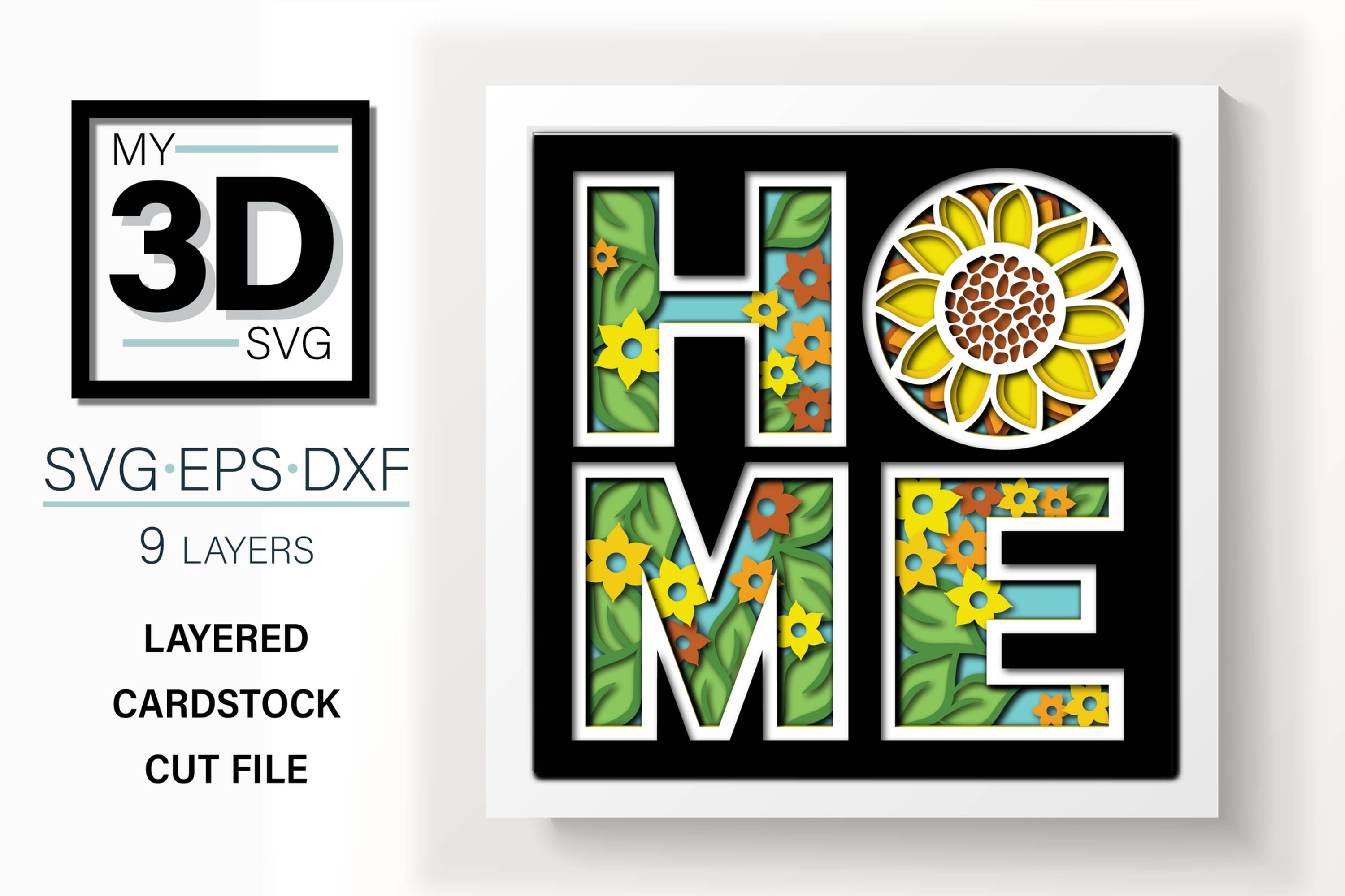 3D HOME Sunflower SVG