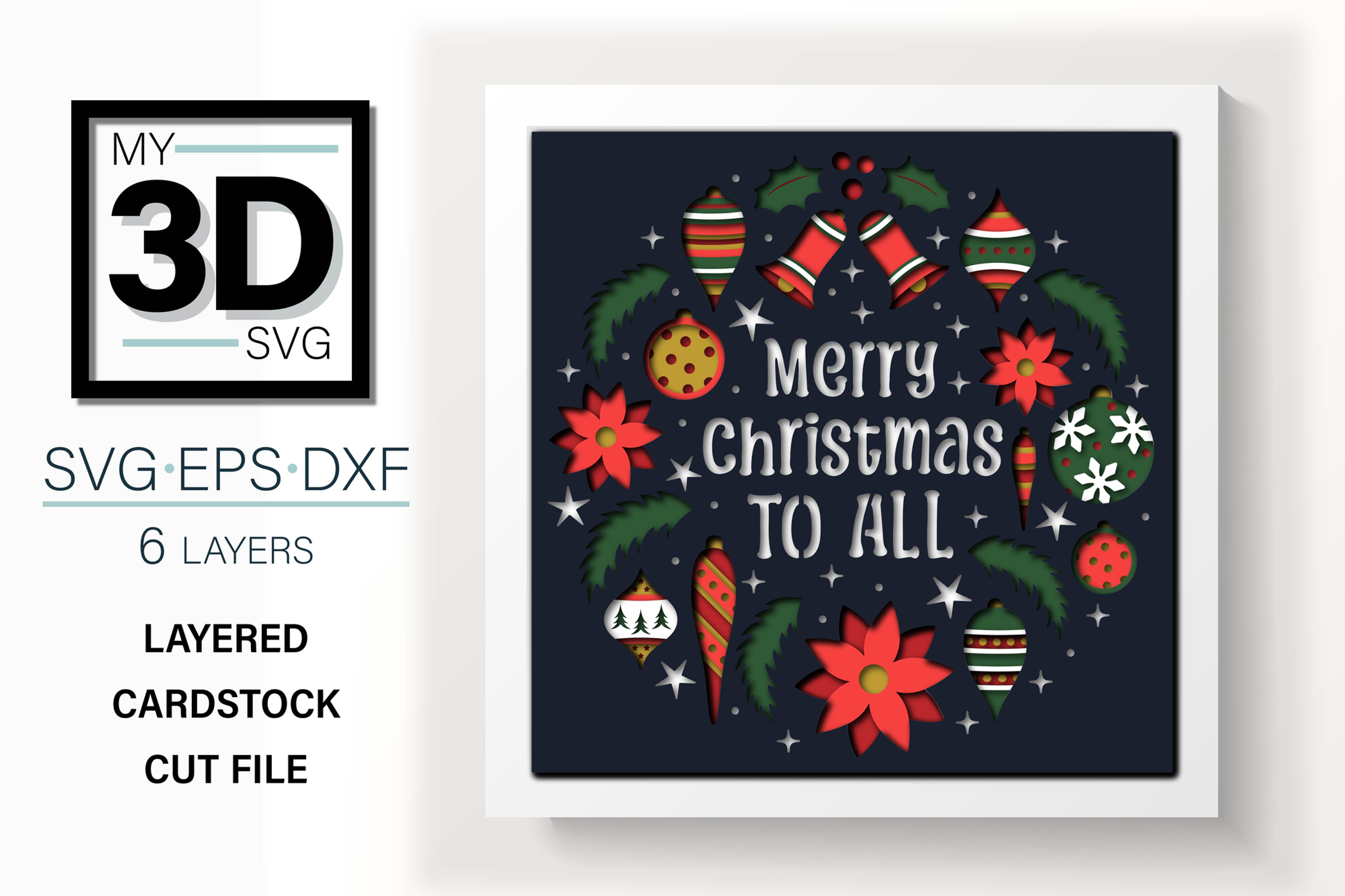 3D MERRY CHRISTMAS TO ALL SVG