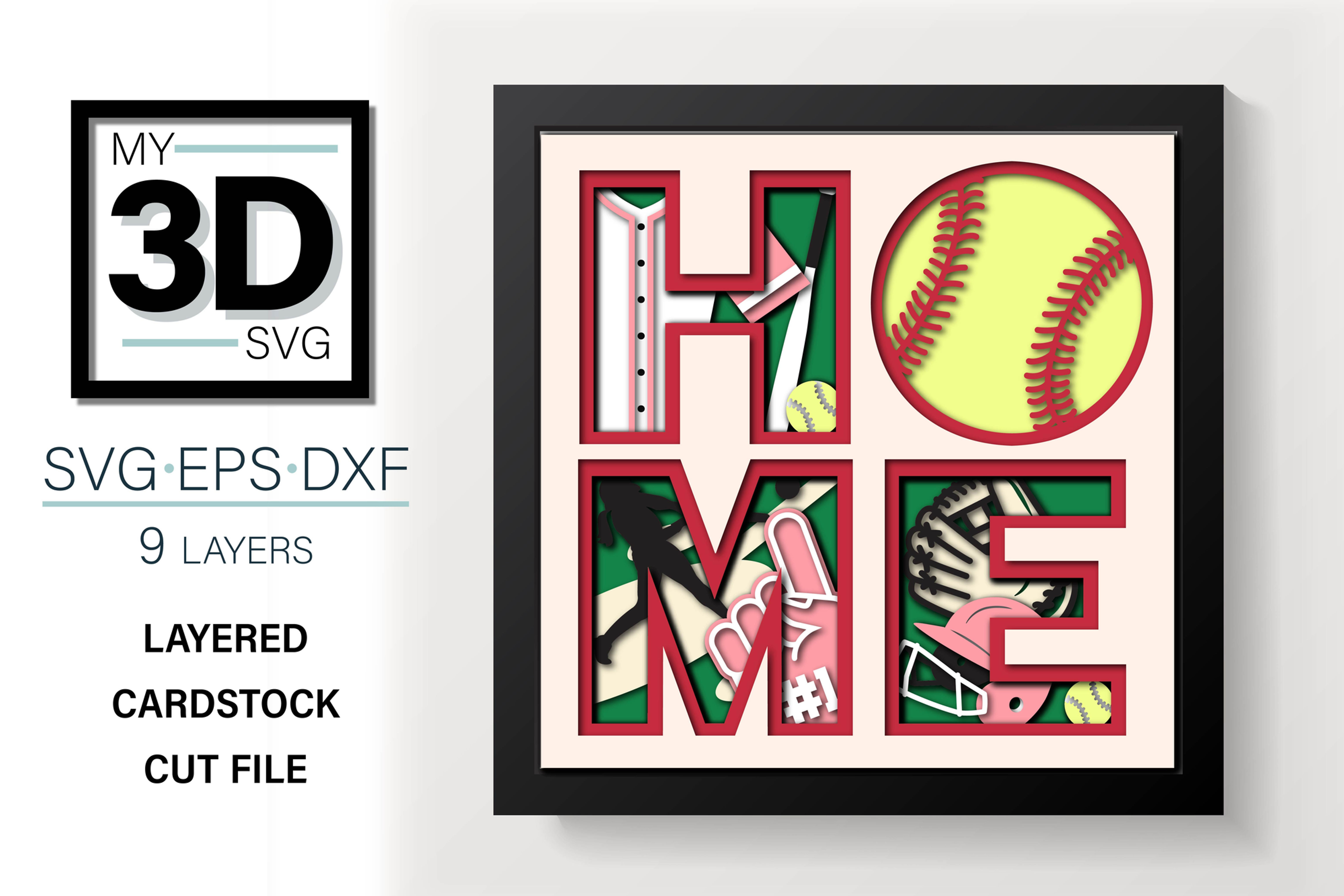 3D HOME SOFTBALL SVG