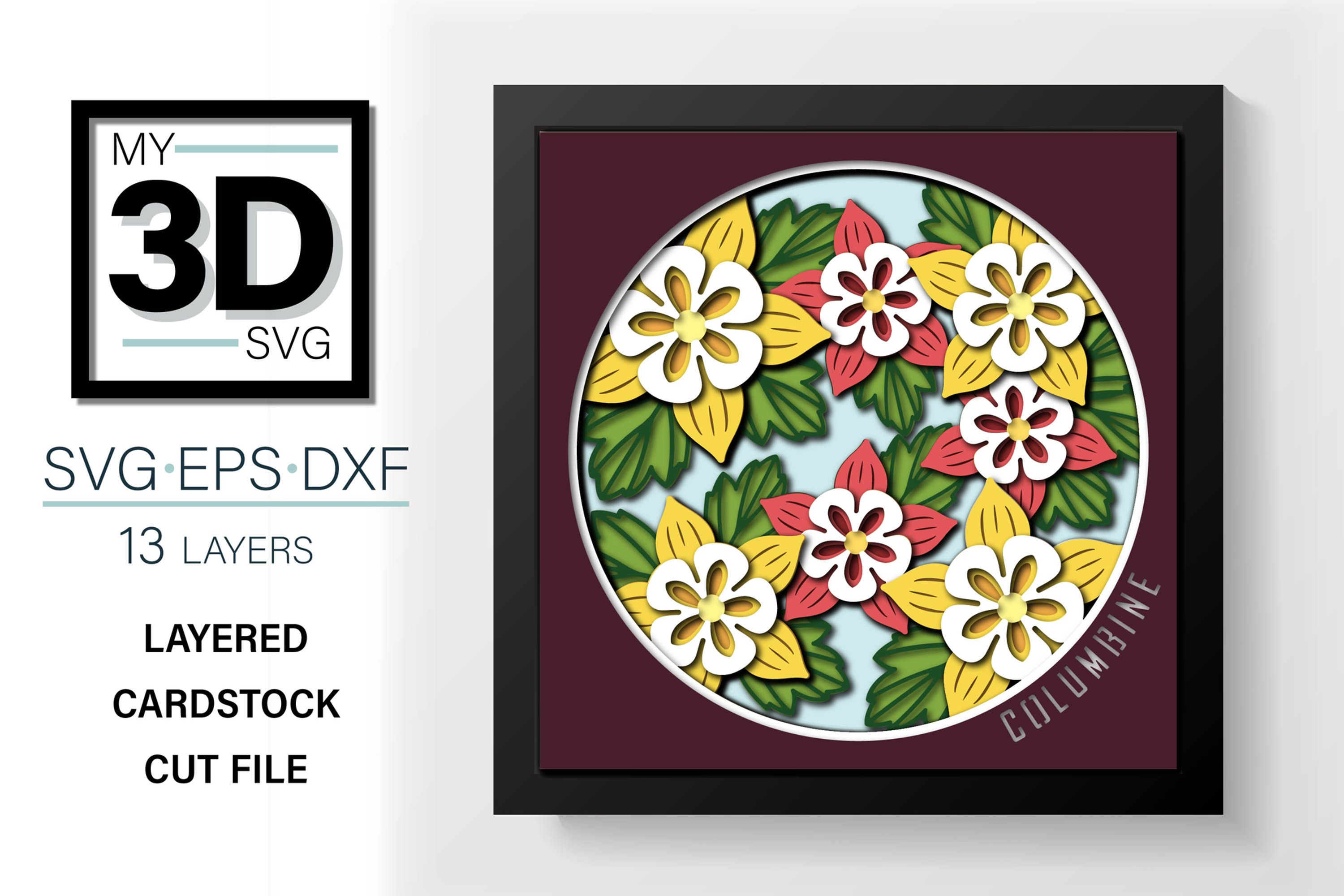 3D COLUMBINE FLOWER SVG