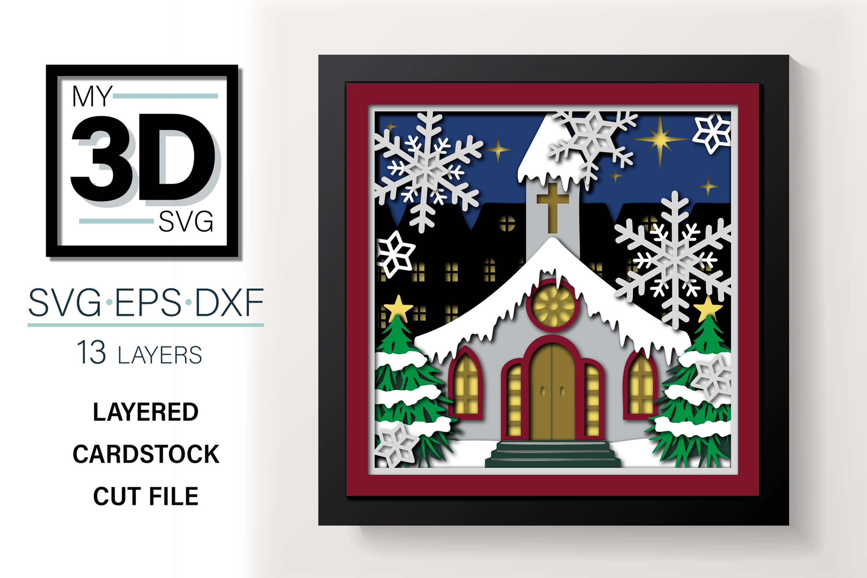 3D CHRISTMAS CHURCH SVG