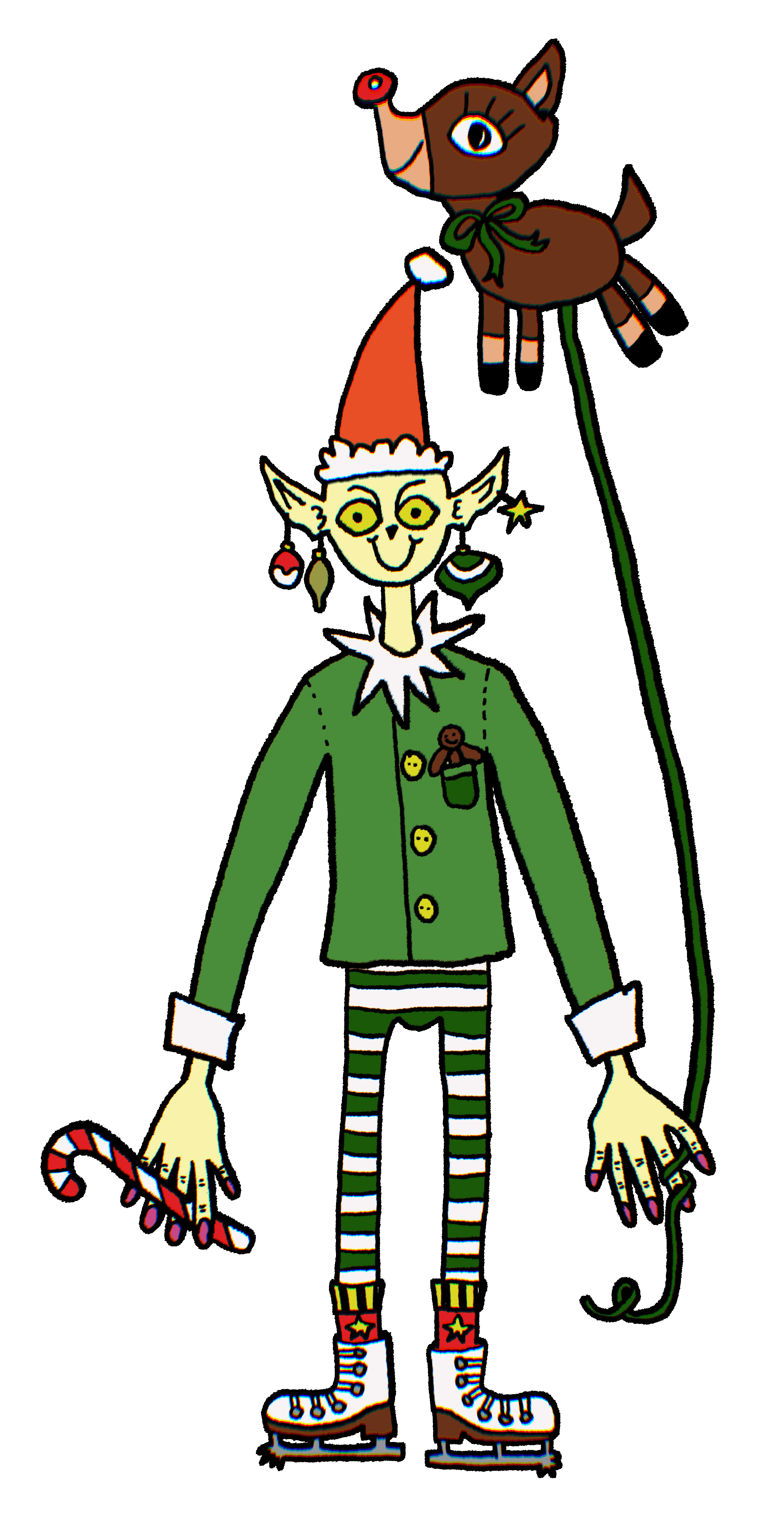 elf with a reindeer balloon