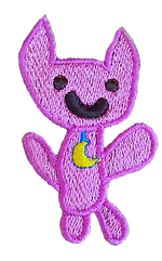 embroidered purple creature