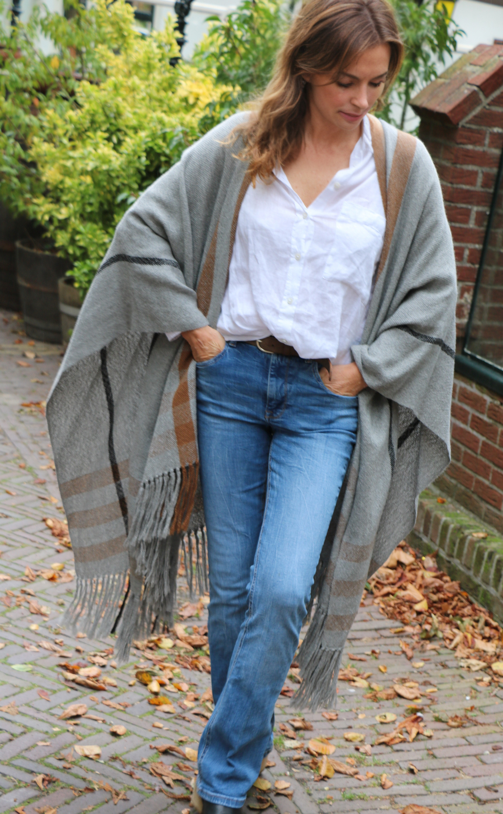 Plaidish Tobacco & Black Stripes on Grey