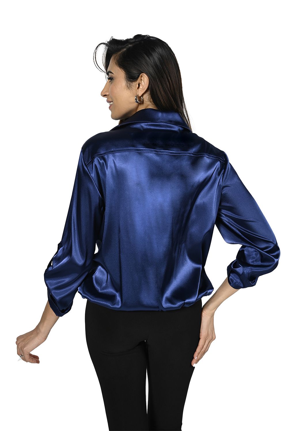 Satin Front Tie Blouse