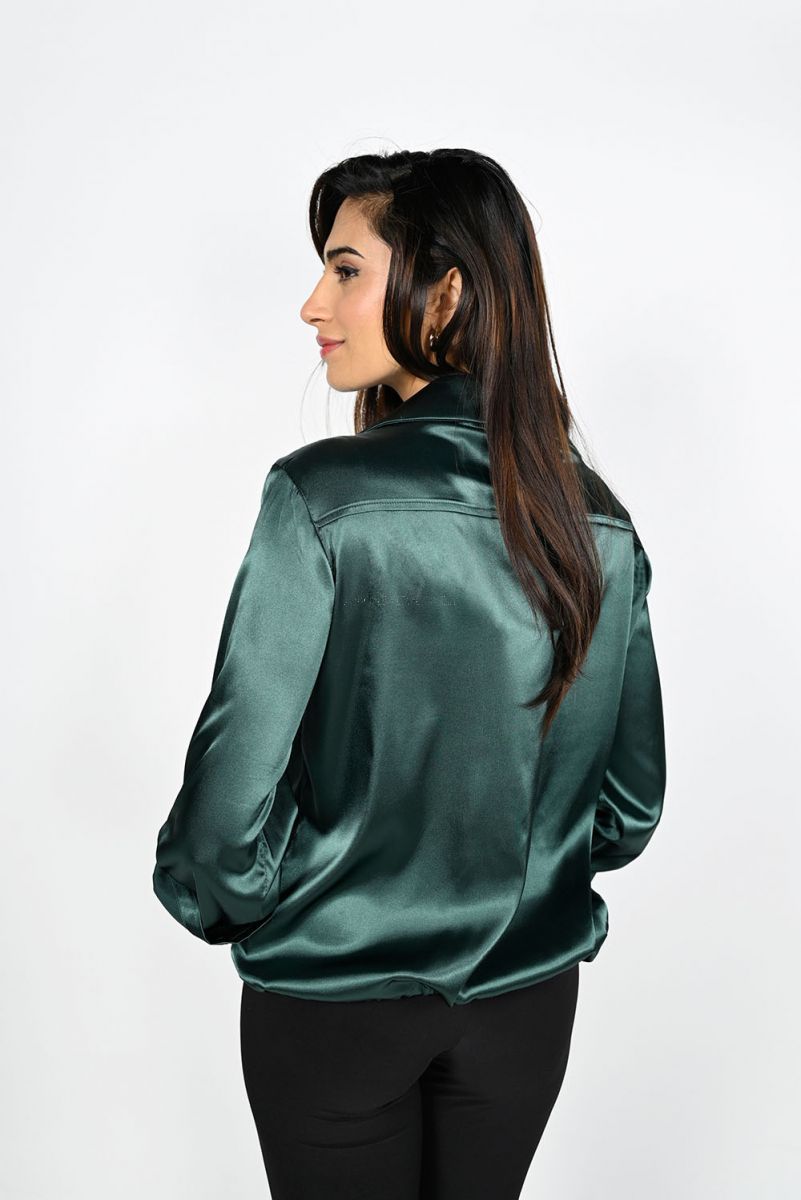 Satin Front Tie Blouse